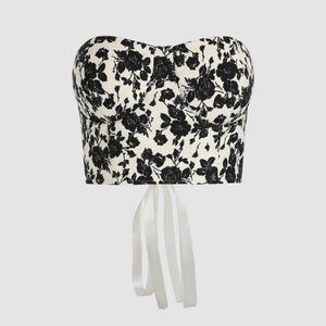Floral Corset Top Black & White, Cider